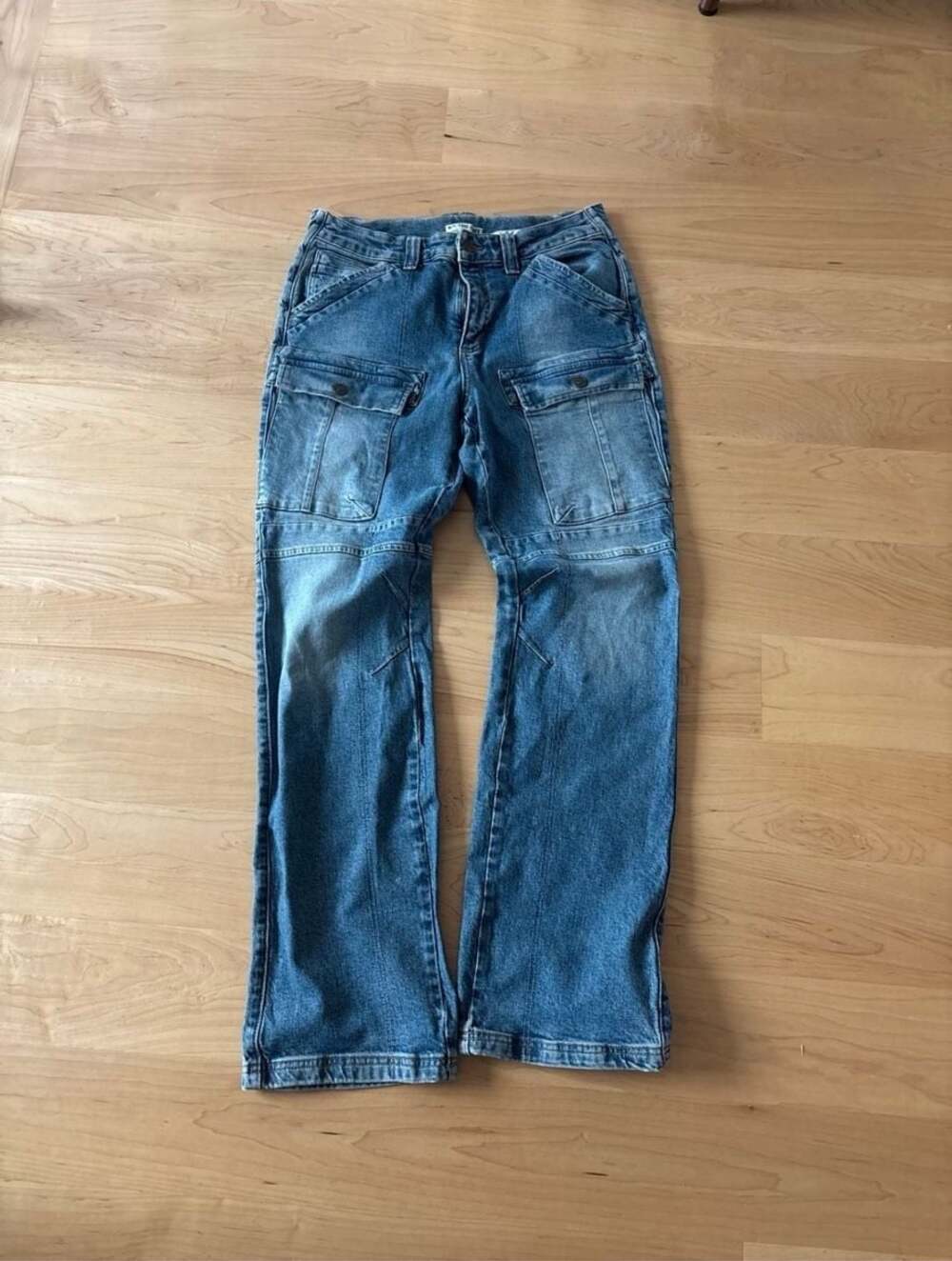 We The Free Women's Size 31 Blue Denim Cargo Utility Jeans